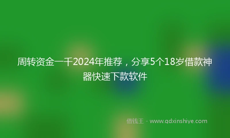周转资金一千2024年推荐，分享5个18岁借款神器快速下款软件