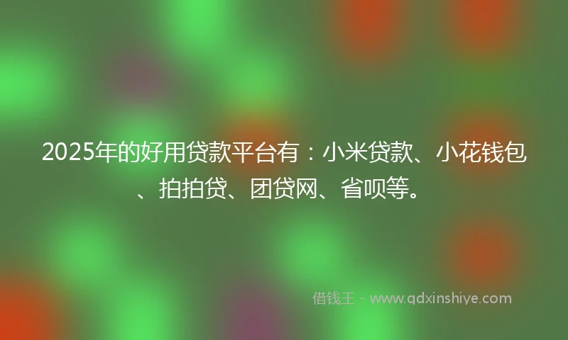 2025年的好用贷款平台有：小米贷款、小花钱包、拍拍贷、团贷网、省呗等。