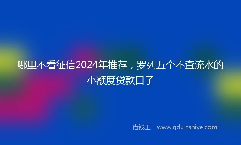哪里不看征信2024年推荐，罗列五个不查流水的小额度贷款口子