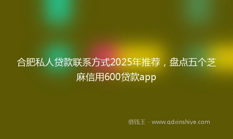 合肥私人贷款联系方式2025年推荐，盘点五个芝麻信用600贷款app
