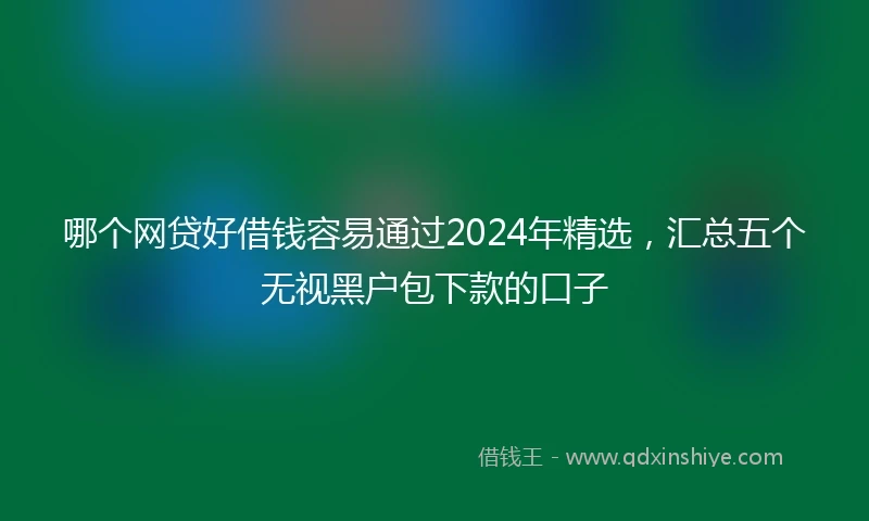 哪个网贷好借钱容易通过2024年精选，汇总五个无视黑户包下款的口子