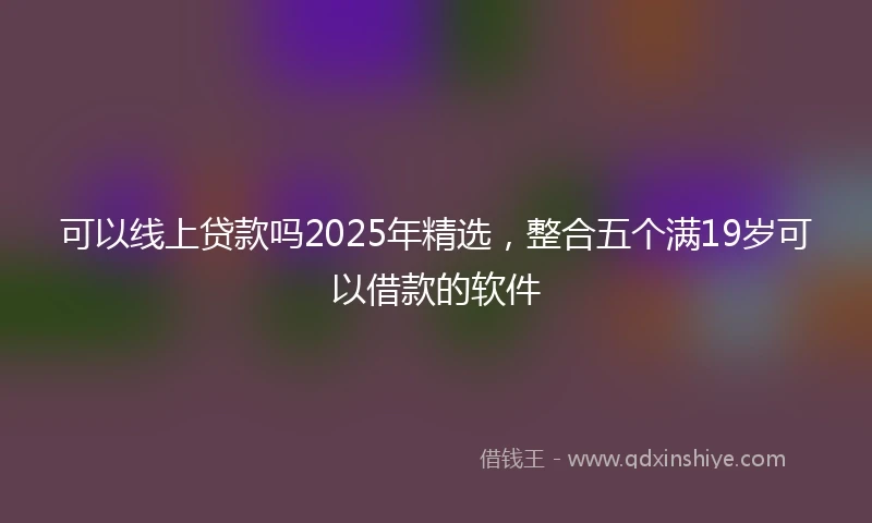 可以线上贷款吗2025年精选，整合五个满19岁可以借款的软件