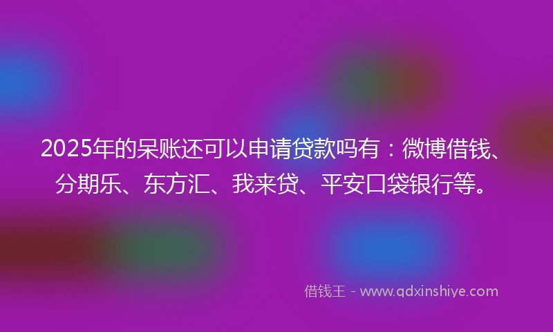 2025年的呆账还可以申请贷款吗有：微博借钱、分期乐、东方汇、我来贷、平安口袋银行等。