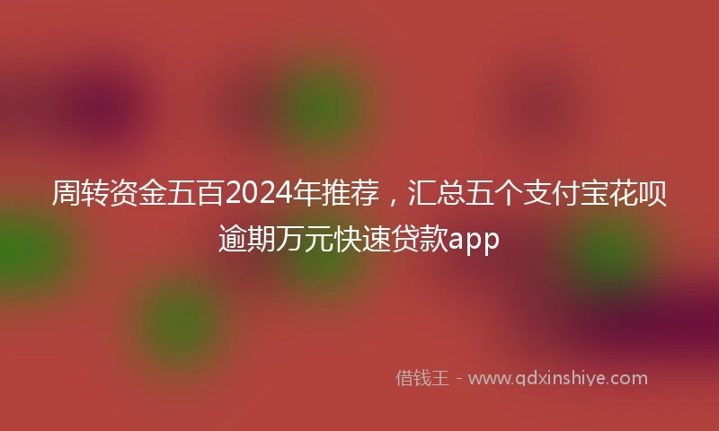 周转资金五百2024年推荐，汇总五个支付宝花呗逾期万元快速贷款app