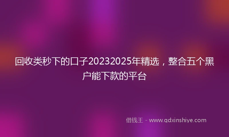 回收类秒下的口子20232025年精选,整合五个黑户能下款的平台