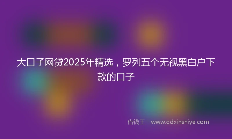 大口子网贷2025年精选，罗列五个无视黑白户下款的口子