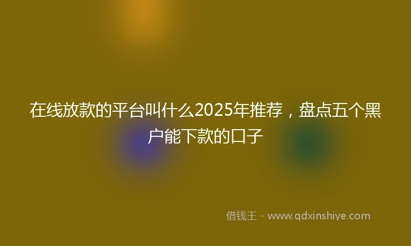 在线放款的平台叫什么2025年推荐，盘点五个黑户能下款的口子