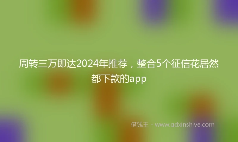 周转三万即达2024年推荐，整合5个征信花居然都下款的app