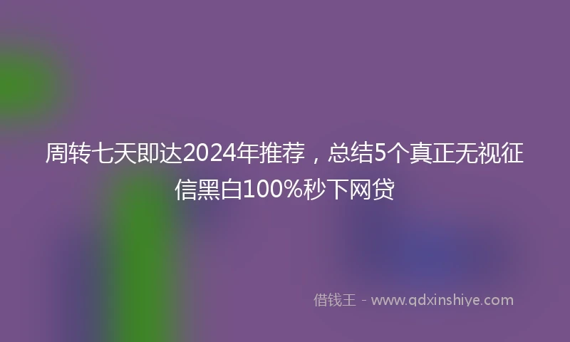 周转七天即达2024年推荐，总结5个真正无视征信黑白100%秒下网贷