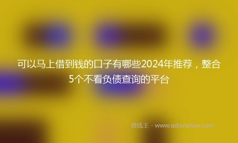 可以马上借到钱的口子有哪些2024年推荐，整合5个不看负债查询的平台