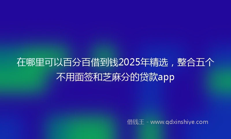 在哪里可以百分百借到钱2025年精选,整合五个不用面签和芝麻分的贷款app