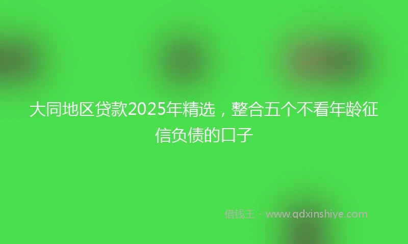 大同地区贷款2025年精选，整合五个不看年龄征信负债的口子
