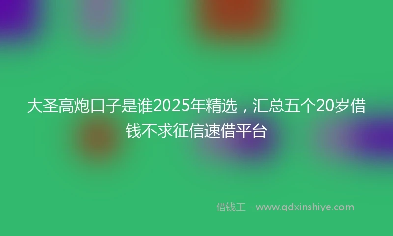 大圣高炮口子是谁2025年精选，汇总五个20岁借钱不求征信速借平台