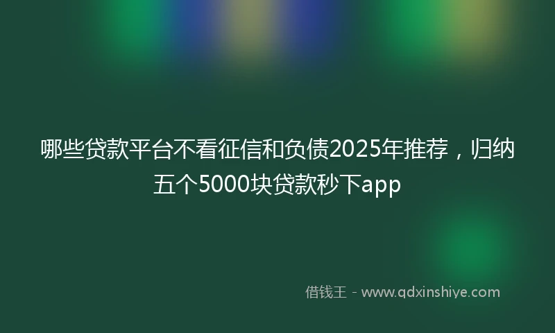 哪些贷款平台不看征信和负债2025年推荐，归纳五个5000块贷款秒下app