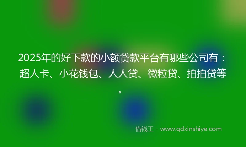 2025年的好下款的小额贷款平台有哪些公司有：超人卡、小花钱包、人人贷、微粒贷、拍拍贷等。
