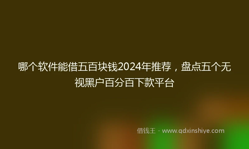 哪个软件能借五百块钱2024年推荐，盘点五个无视黑户百分百下款平台