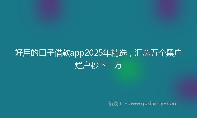 好用的口子借款app2025年精选，汇总五个黑户烂户秒下一万
