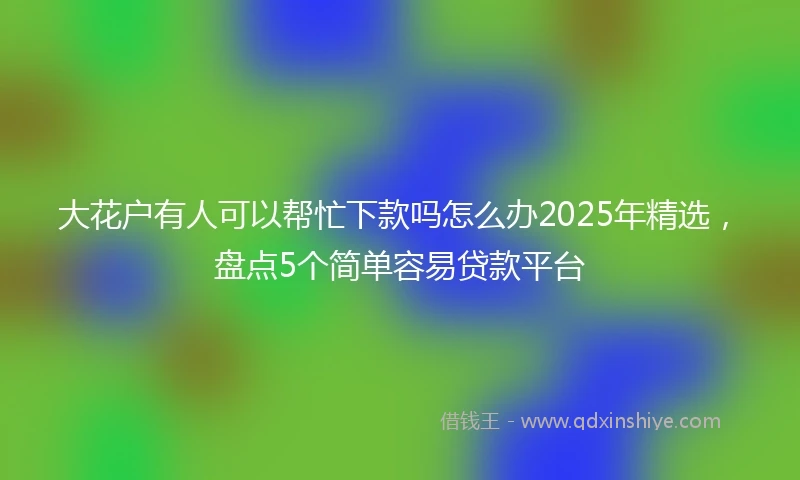 大花户有人可以帮忙下款吗怎么办2025年精选，盘点5个简单容易贷款平台
