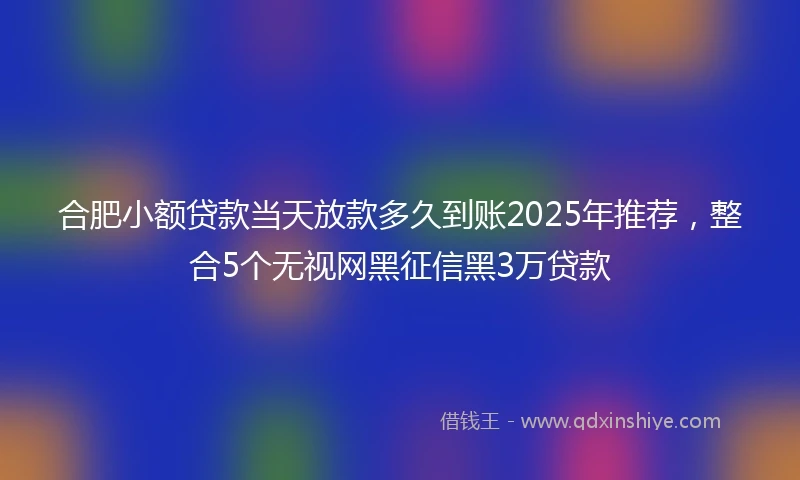 合肥小额贷款当天放款多久到账2025年推荐,整合5个无视网黑征信黑3万贷款