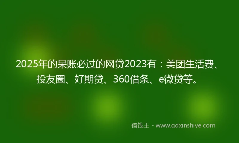 2025年的呆账必过的网贷2023有：美团生活费、投友圈、好期贷、360借条、e微贷等。