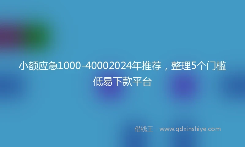 小额应急1000-40002024年推荐，整理5个门槛低易下款平台