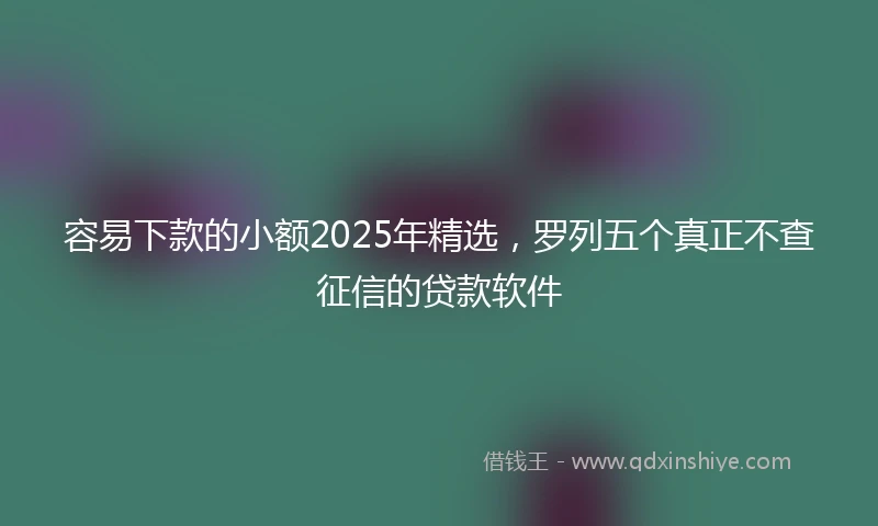 容易下款的小额2025年精选，罗列五个真正不查征信的贷款软件
