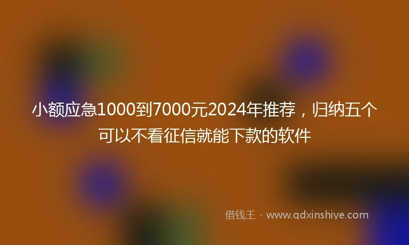 小额应急1000到7000元2024年推荐，归纳五个可以不看征信就能下款的软件