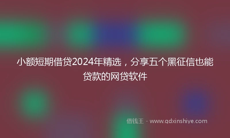 小额短期借贷2024年精选，分享五个黑征信也能贷款的网贷软件