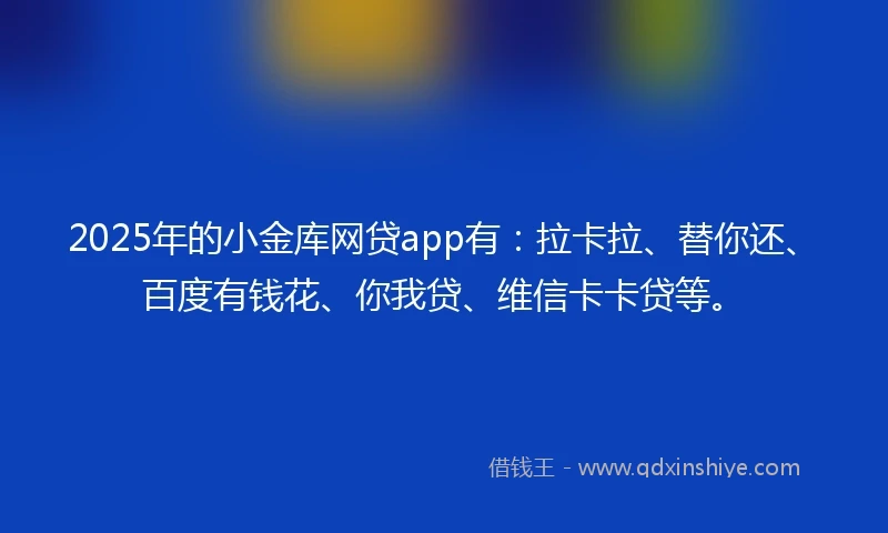 2025年的小金库网贷app有：拉卡拉、替你还、百度有钱花、你我贷、维信卡卡贷等。