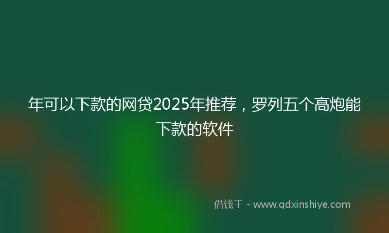 年可以下款的网贷2025年推荐，罗列五个高炮能下款的软件