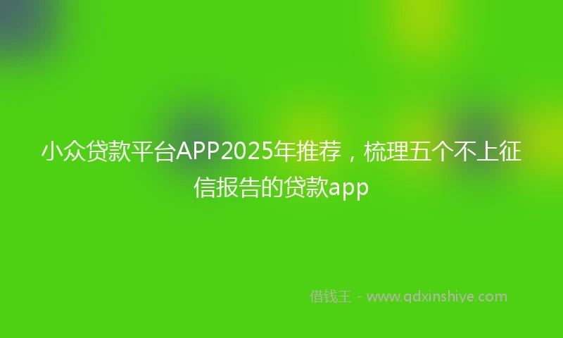 小众贷款平台APP2025年推荐，梳理五个不上征信报告的贷款app