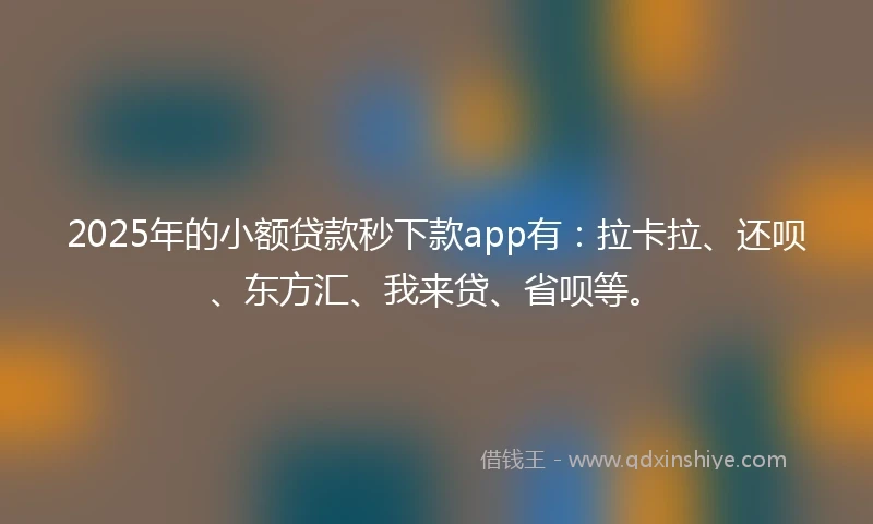 2025年的小额贷款秒下款app有：拉卡拉、还呗、东方汇、我来贷、省呗等。