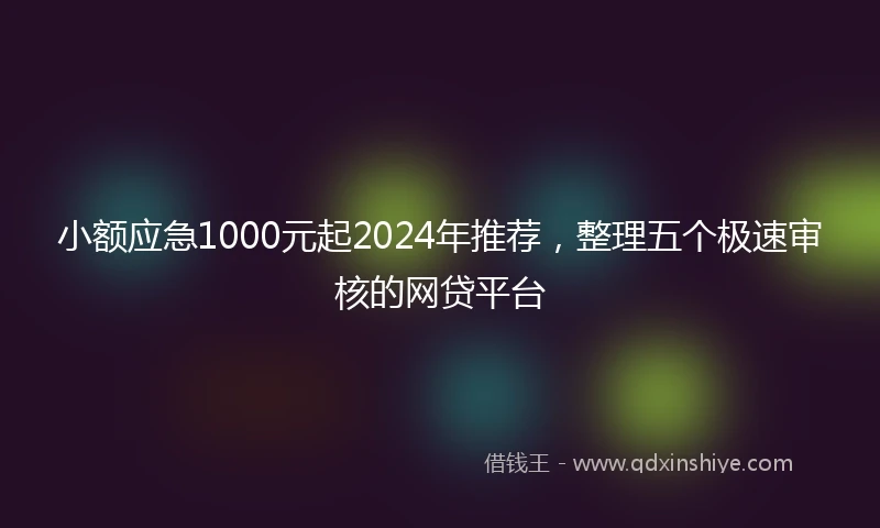 小额应急1000元起2024年推荐，整理五个极速审核的网贷平台