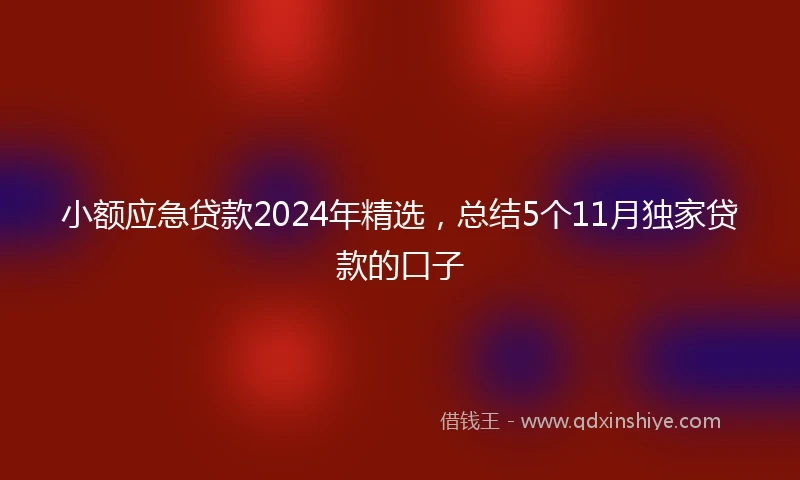 小额应急贷款2024年精选,总结5个11月独家贷款的口子