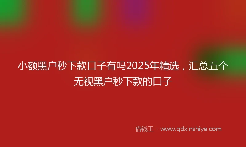 小额黑户秒下款口子有吗2025年精选，汇总五个无视黑户秒下款的口子