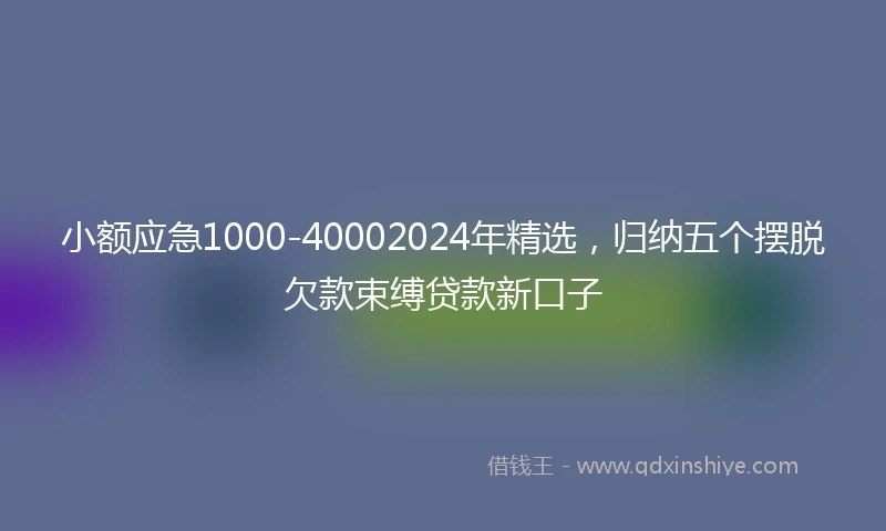 小额应急1000-40002024年精选，归纳五个摆脱欠款束缚贷款新口子