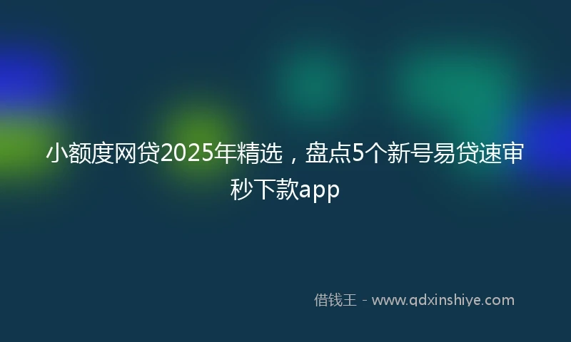 小额度网贷2025年精选，盘点5个新号易贷速审秒下款app