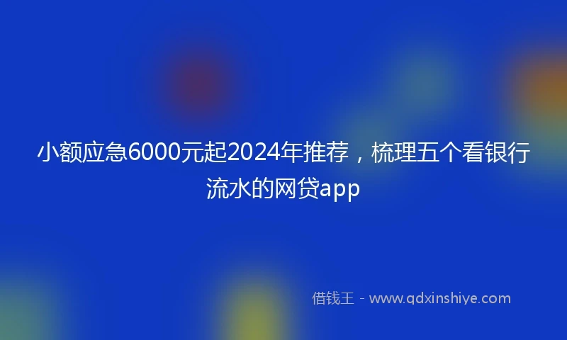 小额应急6000元起2024年推荐，梳理五个看银行流水的网贷app