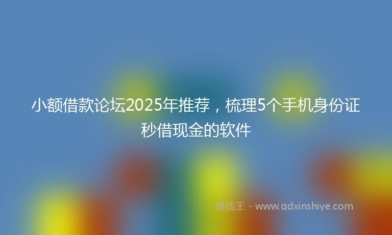 小额借款论坛2025年推荐，梳理5个手机身份证秒借现金的软件