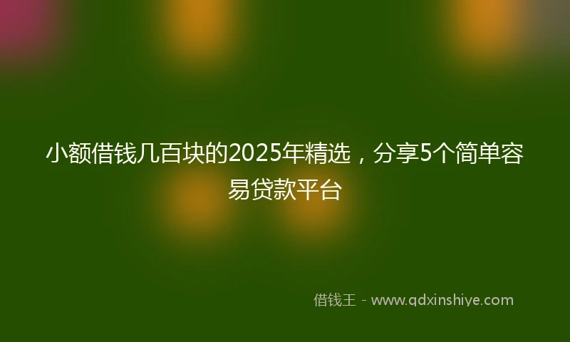 小额借钱几百块的2025年精选，分享5个简单容易贷款平台