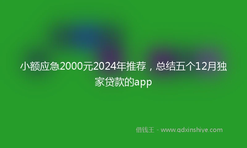 小额应急2000元2024年推荐，总结五个12月独家贷款的app