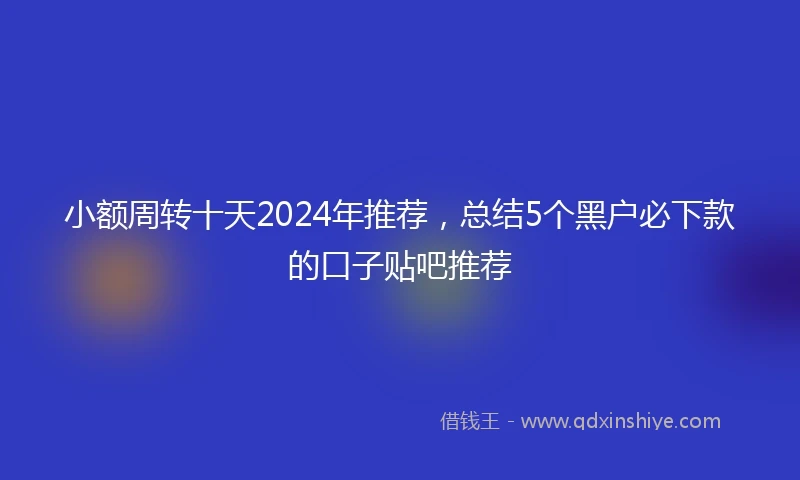 小额周转十天2024年推荐，总结5个黑户必下款的口子贴吧推荐