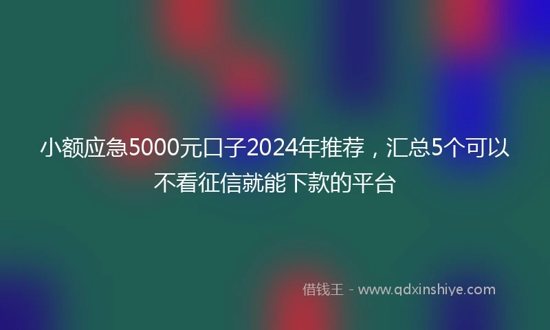 小额应急5000元口子2024年推荐，汇总5个可以不看征信就能下款的平台