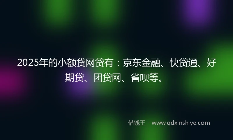 2025年的小额贷网贷有：京东金融、快贷通、好期贷、团贷网、省呗等。