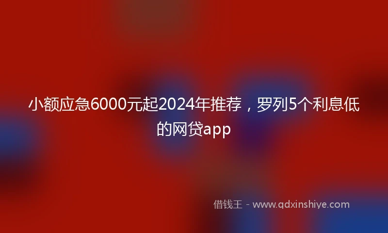 小额应急6000元起2024年推荐，罗列5个利息低的网贷app