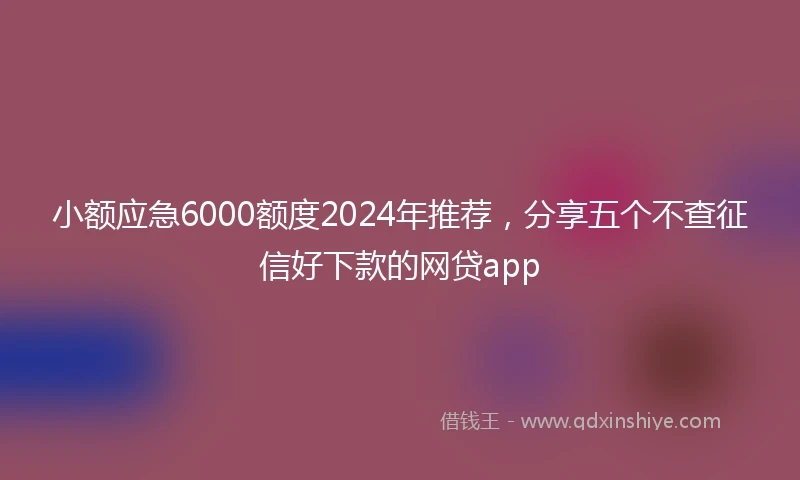 小额应急6000额度2024年推荐，分享五个不查征信好下款的网贷app