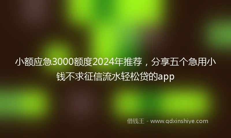 小额应急3000额度2024年推荐，分享五个急用小钱不求征信流水轻松贷的app