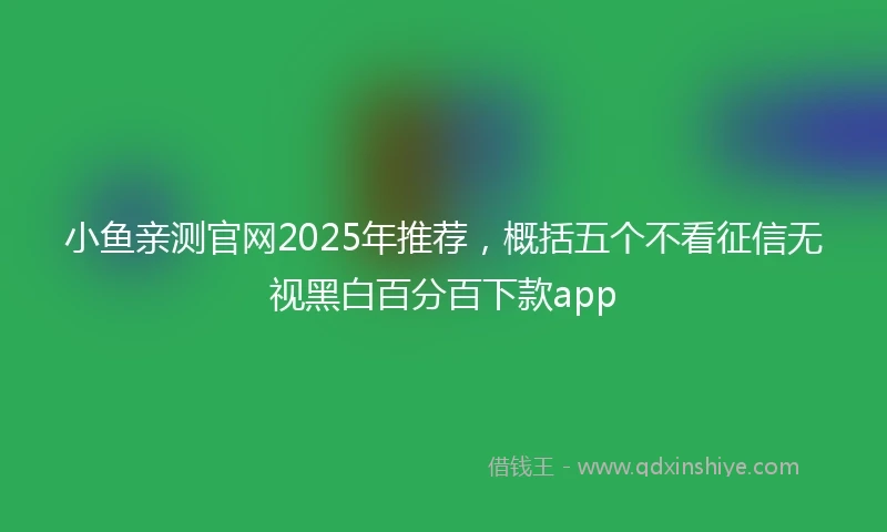 小鱼亲测官网2025年推荐,概括五个不看征信无视黑白百分百下款app