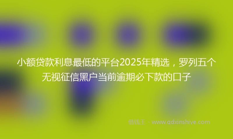 小额贷款利息最低的平台2025年精选，罗列五个无视征信黑户当前逾期必下款的口子