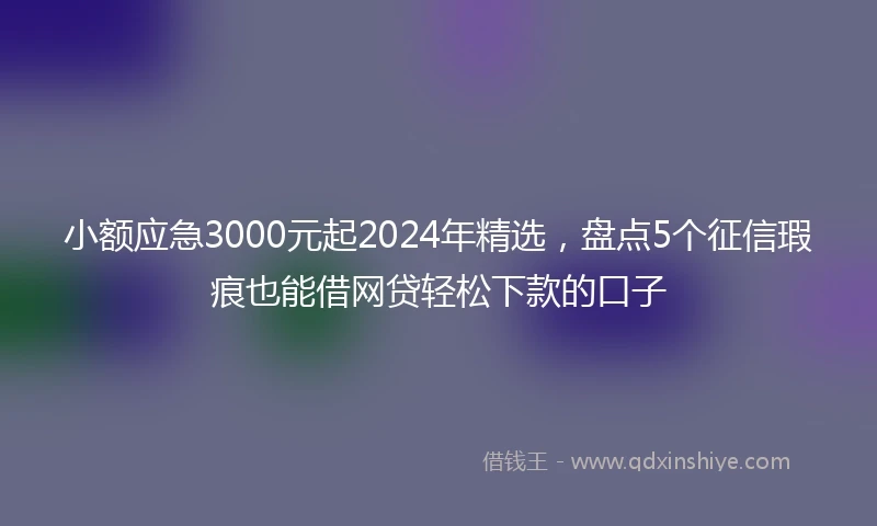 小额应急3000元起2024年精选,盘点5个征信瑕疵也能借网贷轻松下款的口子
